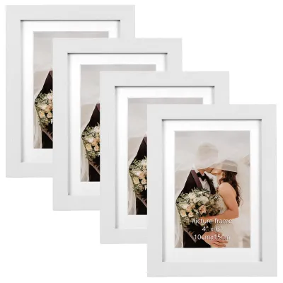 Productafbeelding van EXYGLO set van 4 fotolijsten, 10x15 cm met passe-partout, of 13x18 cm zonder passe-partout