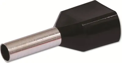 Produktbild von QUADRIOS Zwillings-Aderendhülse 22C436, 1,5 mm², Schwarz, Teilisoliert, 100 Stück