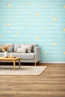 Image de Papier peint 3D Panneaux muraux autocollants Briques Autocollants muraux imperméables Papier peint Panneaux muraux autocollants Revêtement mural moderne aspect pierre Montage rapide et facile Lune 5 pièces