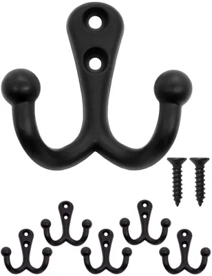 Produktbild von 'FUXXER® - Klassische Garderoben-Haken, Doppel-Haken, Massive Ausführung, Handtuch-Haken, schwarz'