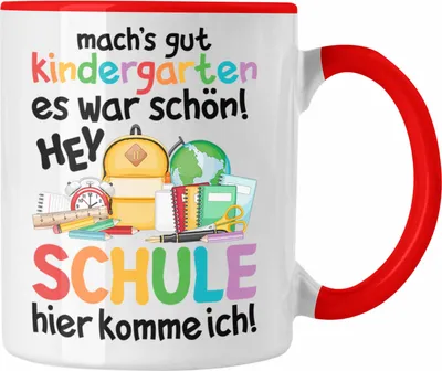 Produktbild von Trendation - Schulkind 2023 Einschulung Mädchen Junge Geschenk Schultüte Tasse Schulstart Erster Schultag Schuleinführung Schulanfang Geschenkidee (Rot)