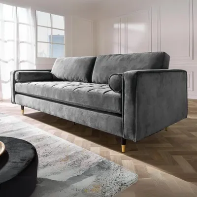 Produktbild von Modernes 3er Sofa 220cm COMFORT grau Samt Federkern