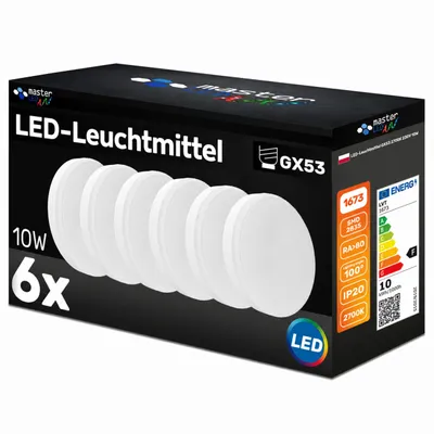 Produktbild von MasterLED LED-Leuchtmittel GX53 10 W 935 lm 2700 K warmweiß, 230V, 6er-Set