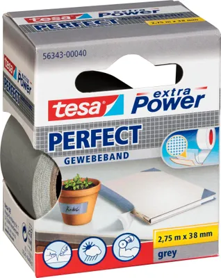 Produktbild von Tesa Gewebekleb. 2,75m x 38mm extra Power grau Perfekt 56343