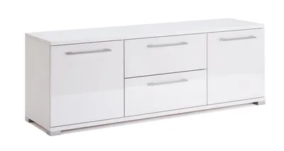 Produktbild von TV Lowboard 150 cm Weiß Hochglanz – Modernes TV-Möbel mit Stauraum – Family Kollektion 150×52×40 cm