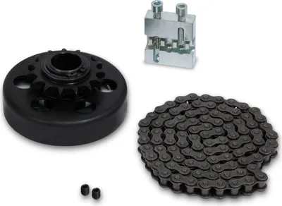 Produktbild von EBERTH Fliehkraftkupplung für Welle 25,4mm Ø, Kettenradkupplung mit Kette Typ 428# 1,2m und Toolkit, Zahn-Fliehkraftkupplung