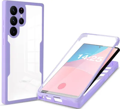 Produktbild von 360 Grad Rundum Schutz Handyhülle für Samsung Galaxy S23 Ultra Full Cover Vollschutz Case Farbe: Violett
