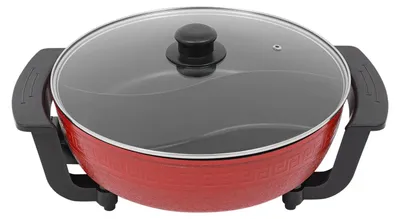 Produktbild von Elektro-Multikochtopf - Hotpot/Bratpfanne - 31 cm - 6 l - 1360 W - Thermostat 1–7 - Antihaft - EU‑Stecker 220 V - Rot