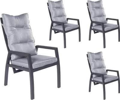 Produktbild von LC Garden »Bondino« Dining 4er Set Positionsstuhl Verstellsessel anthrazit- eckig
