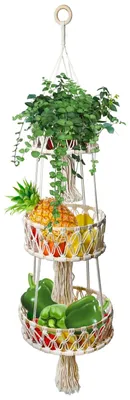 Image de Panier à fruits suspendu 3 niveaux pour cuisine et fleurs