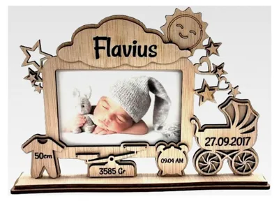 Produktbild von Personalisierbarer Bilderrahmen aus Holz für Neugeborene, Geschenk zur Geburt