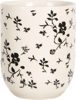 Produktbild von Clayre & Eef Tasse 100 ml Weiß Schwarz Porzellan Blumen