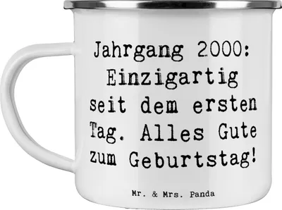 Produktbild von Mr. & Mrs. Panda Pott Spruch 2000 Geburtstag - Weiß - Geschenk, Jahr, Alles gut zum, Geburtstagsfeier, Emaille Tasse, Jahrgang, besondere Geschenke, Blechtasse, Alter