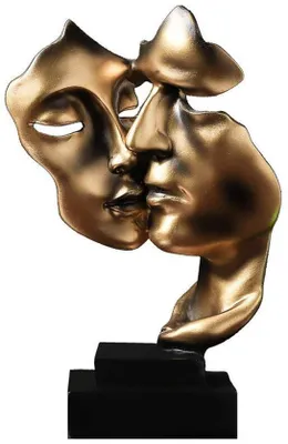 Produktbild von Ibenzoa® Moderne, abstrakte goldene Skulptur aus hochwertigem Resin – elegante Dekofigur für Wohnzimmer, Büro & Eingangsbereich