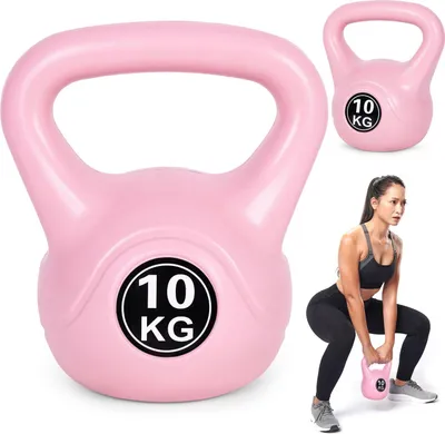 Immagine prodotto di Kettlebell 10 kg per esercizi, manubri, palla pesi, carico fitness, rosa, ModernHome