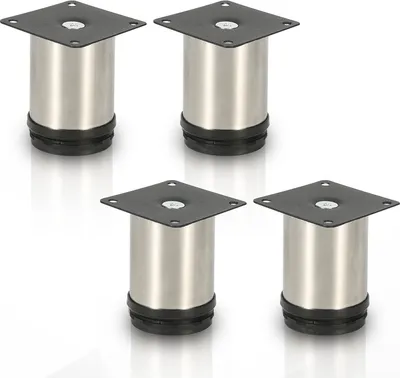 Produktbild von Yakimz 4x Möbelfuß Möbelfüsse Edelstahl Fuss Durchmesser 40 mm Höhe 80mm Schwarz Höhenverstellbar