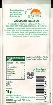 Produktbild von Ostmann Chefkoch Nudelauflauf Gewürzzubereitung klassisch Packung 10g