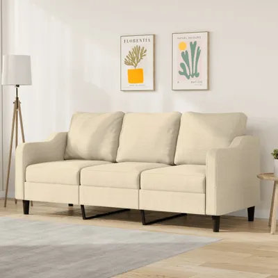 Produktbild von Design 3-Sitzer-Sofa Creme 180 cm Stoff, Schlafsofas 2024 Neu