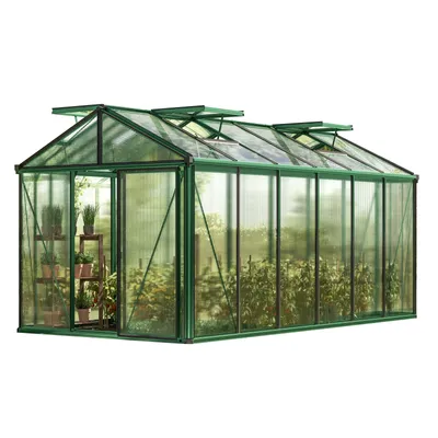 Produktbild von GFP Gewächshaus Diamas 24 Light 235x460 cm mit integriertem Fundament 12 mm Doppelstegplatten, Farbe Moosgrün