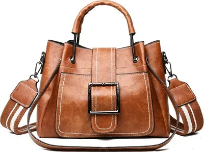 Produktbild von ASKSA Damen Tasche Umhaengetasche Handtasche Frauen Klein Schultertasche Weekender Lack Kunstleder,Braun