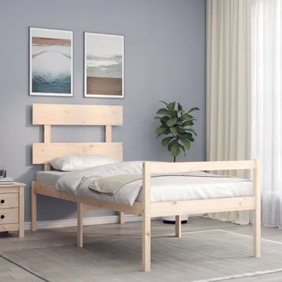 Produktbild von The Living Store Seniorenbett mit Kopfteil 90x200 cm Massivholz