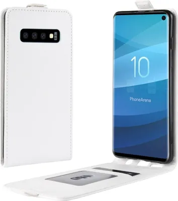 Produktbild von Flip Case Handyhülle für Samsung Galaxy S10 Vertikal Schutzhülle Tasche Cover Weiß Bumper Smartphone Kartensteckplatz-Kreditkarte-Geldscheine EC-Karte Bank-Karte