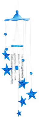 Windspiel mit Sternmuster, blau, 63,5 cm, Muscheln