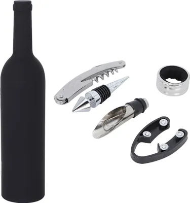 Produktbild von 5-teiliges Set Flaschenöffner-Set in Flaschenform, Korkenzieher-Set, Weinzubehör