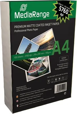 Produktbild von MediaRange Papier Inkjet matt A4 130g 100 Blatt