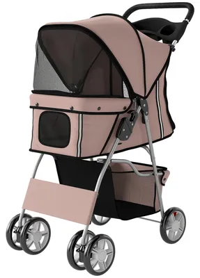 Produktbild von Hundebuggy bis 10 kg faltbar – Hundewagen Reflektorstreifen, Korb, Kaffee
