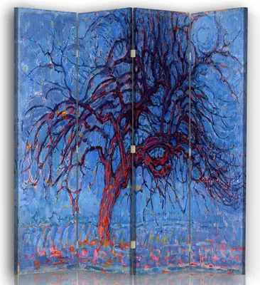 Produktbild von Paravent - Raumteiler Der rote Baum (Abend) - Piet Mondrian - Dekorativer Raumtrenner cm. 145x170 (4 x)