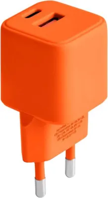 Immagine prodotto di Forever COLORUM, caricabatterie per telefoni cellulari per tutti gli iPhone, Xiaomi, Huawei, Motorola e Samsung, caricatore rapido + USB-A + USB-C PD 30W CLS30-AC-10 Arancione