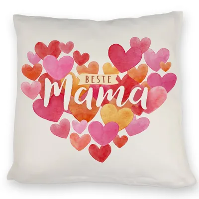 Produktbild von Herzen Kissen mit Spruch Beste Mama