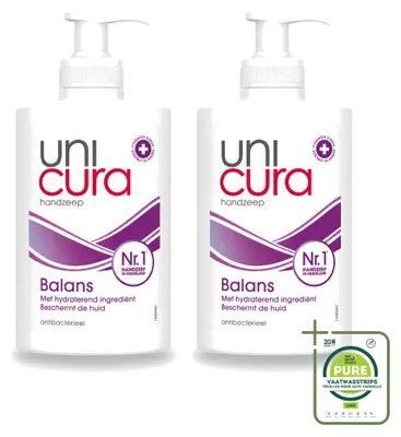Immagine prodotto di 2 flaconi di sapone liquido antibatterico Unicura Balance - 250 ml - confezione grande - 2 pezzi