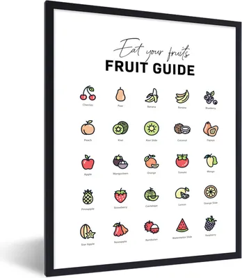 Produktbild von MuchoWow® Gerahmtes Poster Küche - Lebensmittel - Obst 60x80 cm - Poster mit Schwarzem Bilderrahmen Wandposter Rahmen Foto Bilder - Premium - Wanddeko Wohnzimmer