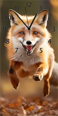 Produktbild von Wallario Design Wanduhr Rennender Fuchs aus Echtglas, Größe 30 x 60 cm