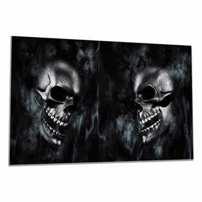 Produktbild von Wallario Herdabdeckplatte aus Glas, Größe 90 x 52 cm 1-teilig, Motiv Rauchende Schädel