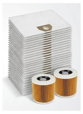 Zdjęcie produktu dla Worki do odkurzacza 24 szt. + 2 filtry, zestaw 2 x 12 worków z włókniny i filtr, do WD3 WD3 P WD4 WD5 WD6 MV3 MV4 MV5 SE4001 KWD1 KWD2