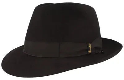 Borsalino edler Fedora Haarfilzhut mit mittelbreiter Krempe in schwarz