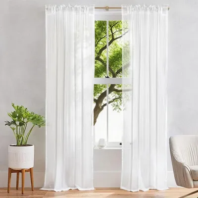 Voile-Gardinen 2er-Set, 140x230 cm, weiß, transparent