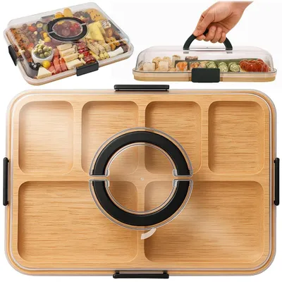 Produktbild von Bambus-Käseplatte mit Deckel für Snacks und Tapas
