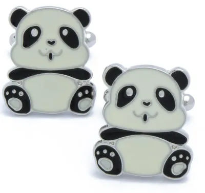 Productafbeelding van Manchetknopen - Panda Beer - Wit/Zwart