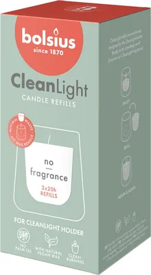Produktbild von Bolsius Cleanlight Nachfüller 2er Pack - ohne Duft weiß