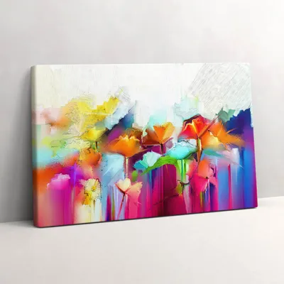 Produktbild von Abstraktes Bild von Blumen – Leinwandbild Wandbild – 30x20 cm – Leinwandbilder – Wandbilder – Schlafzimmer – Flur