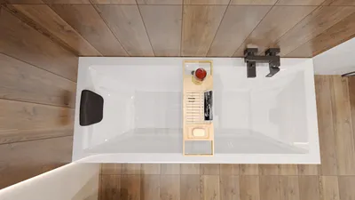 Produktbild von BADLAND Badewanne Rechteck Wanne Bad Acryl Weiß Exclusive Modern Quadro 155x70 + Bambus Badewannenablage + Ablauf & Füße | BADLAND QUADRO