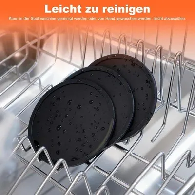 Produktbild von Famanu Untersetzer Set - 10 Stück - Hitzebeständig aus Silikon - 10 cm Durchmesser - Schwarz