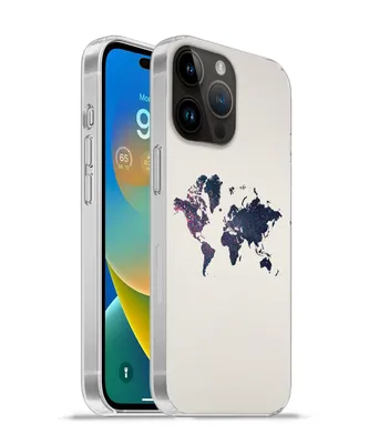 Produktbild von MuchoWow® Handyhülle Schutzhülle Hülle für Apple iPhone 14 Pro Max Weltkarte - Licht - Rot Silikon Softcase Handy Hülle - Hardcover