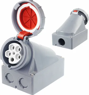 Produktbild von CEE Wandsteckdose 63A 5-polig 400V IP67 Starkstrom Wasserdicht