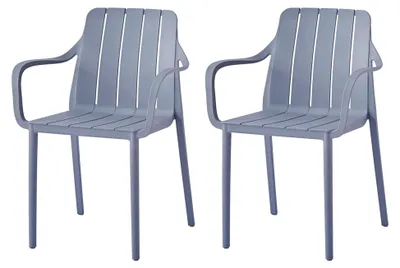 Produktbild von Stapelbare Gartenstühle im 2er Set - Wetterfeste Outdoor-Stühle in Grau, UV-beständig, bis 200 kg – für Balkon, Terrasse und Esszimmer