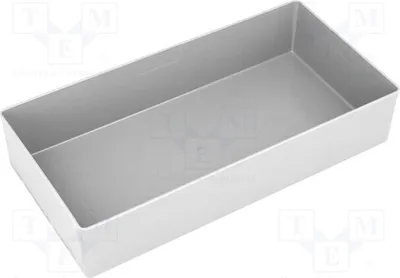 Zdjęcie produktu dla 5 sztuk: pojemniki do skrzyń z polistyrenu, szare pojemniki i pudełka, wymiary 108x216x45 mm